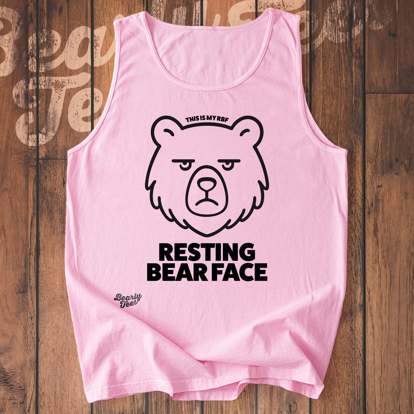 Resting bear face tank top